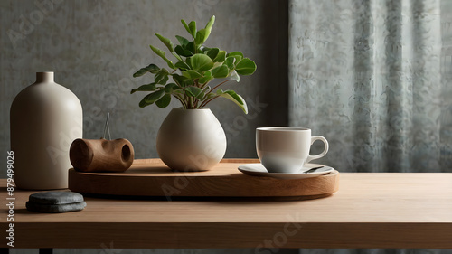 Wallpaper Mural still life with tea and flowers, ai generated Torontodigital.ca