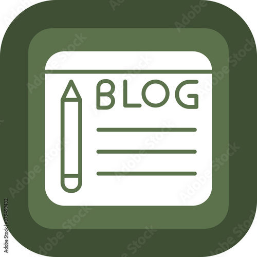 Blogging Glyph Green Box Icon