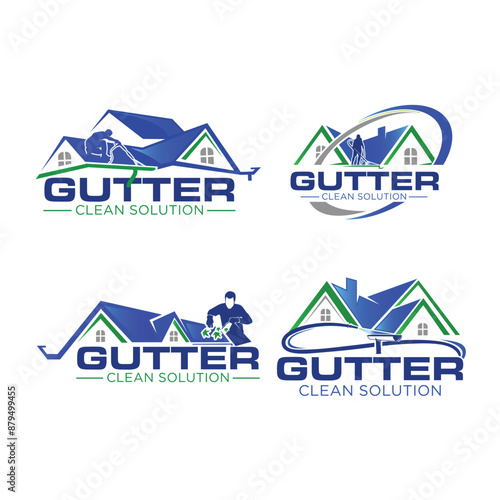 Gutter instalation cleaning logo deasign template
