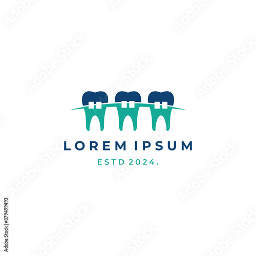 braces tooth dental care logo design modern concept