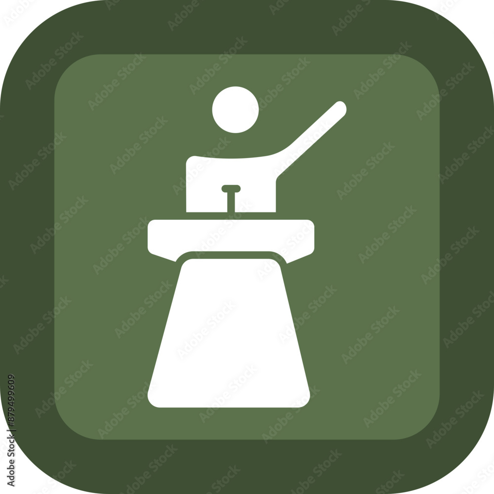 Speech Glyph Green Box Icon