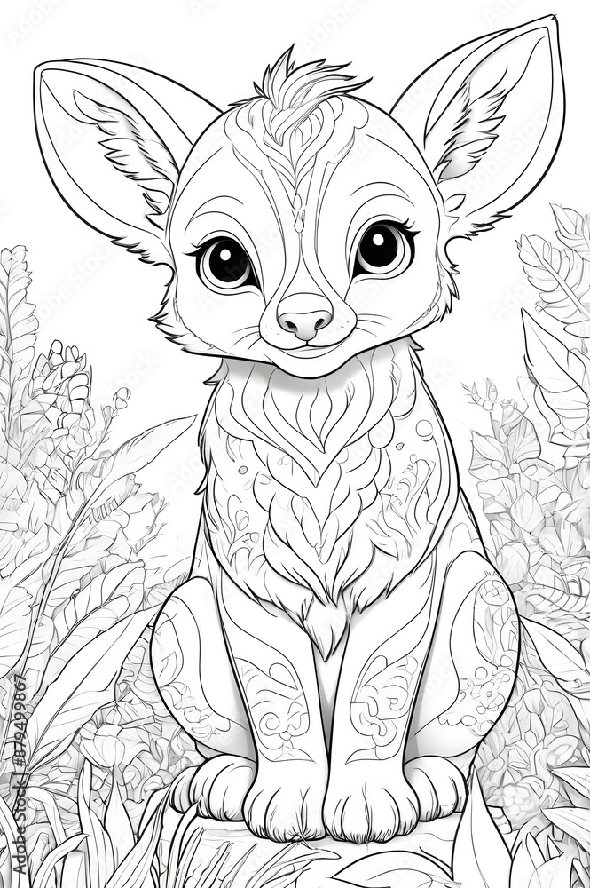 Obraz premium black and cartoon squirrel color book draw, ai generated