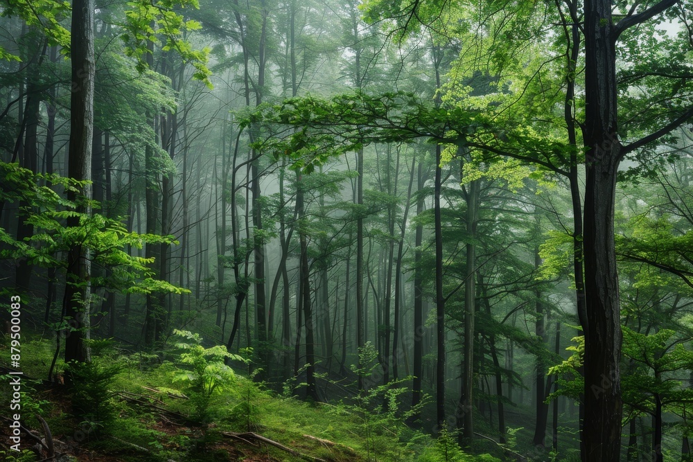 Fototapeta premium Watercolor-style landscape of mountains and forests, painted nature. Generative AI. Beautiful simple AI generated image in 4K, unique.