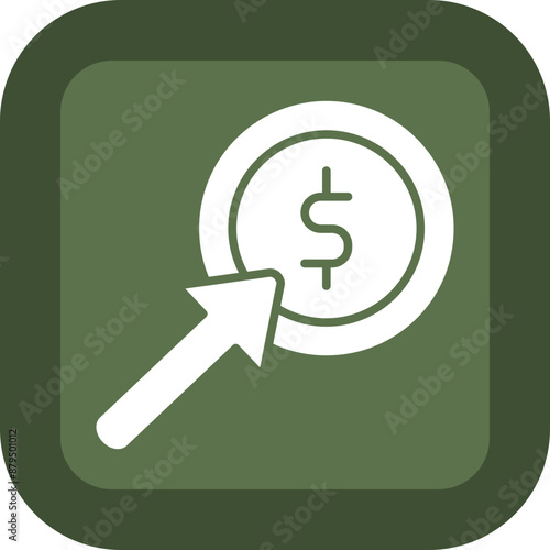 Pay Per Click Glyph Green Box Icon
