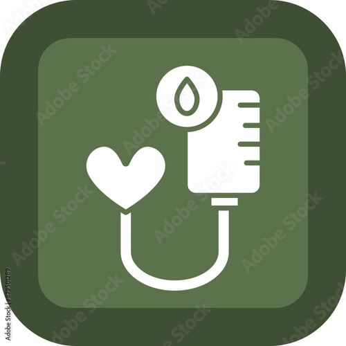 Blood Transfusion Glyph Green Box Icon