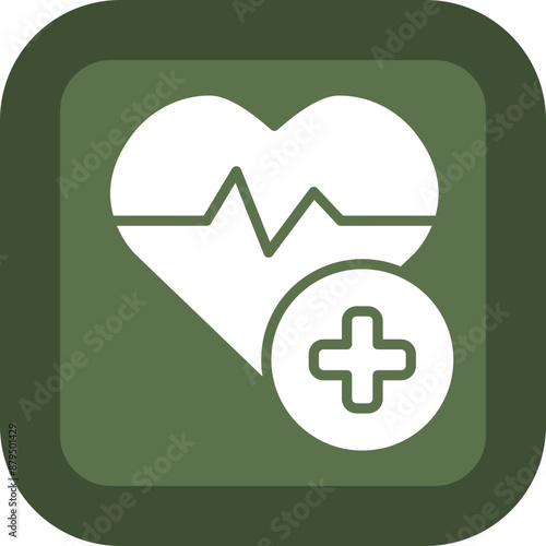 Health Glyph Green Box Icon