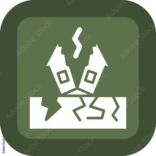 Earthquake Glyph Green Box Icon