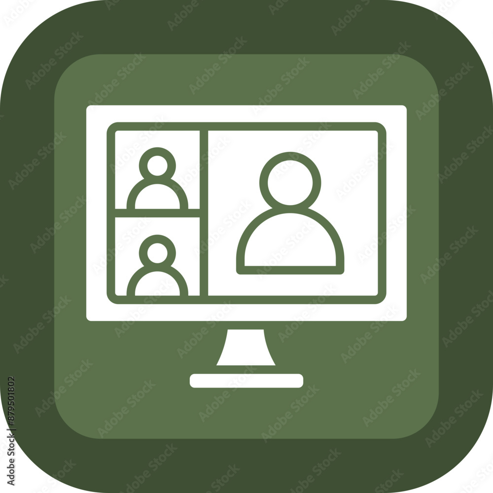 Virtual Meeting Glyph Green Box Icon Virtual Meeting Glyph Green Box Icon