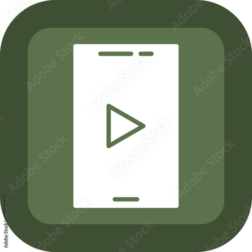 Live Streaming Glyph Green Box Icon