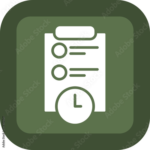 Deadline Glyph Green Box Icon