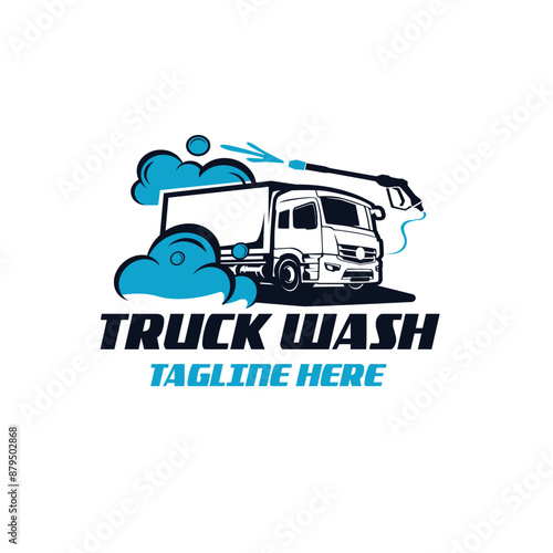 truck washing clean service solution logo template design