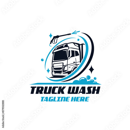 truck washing clean service solution logo template design