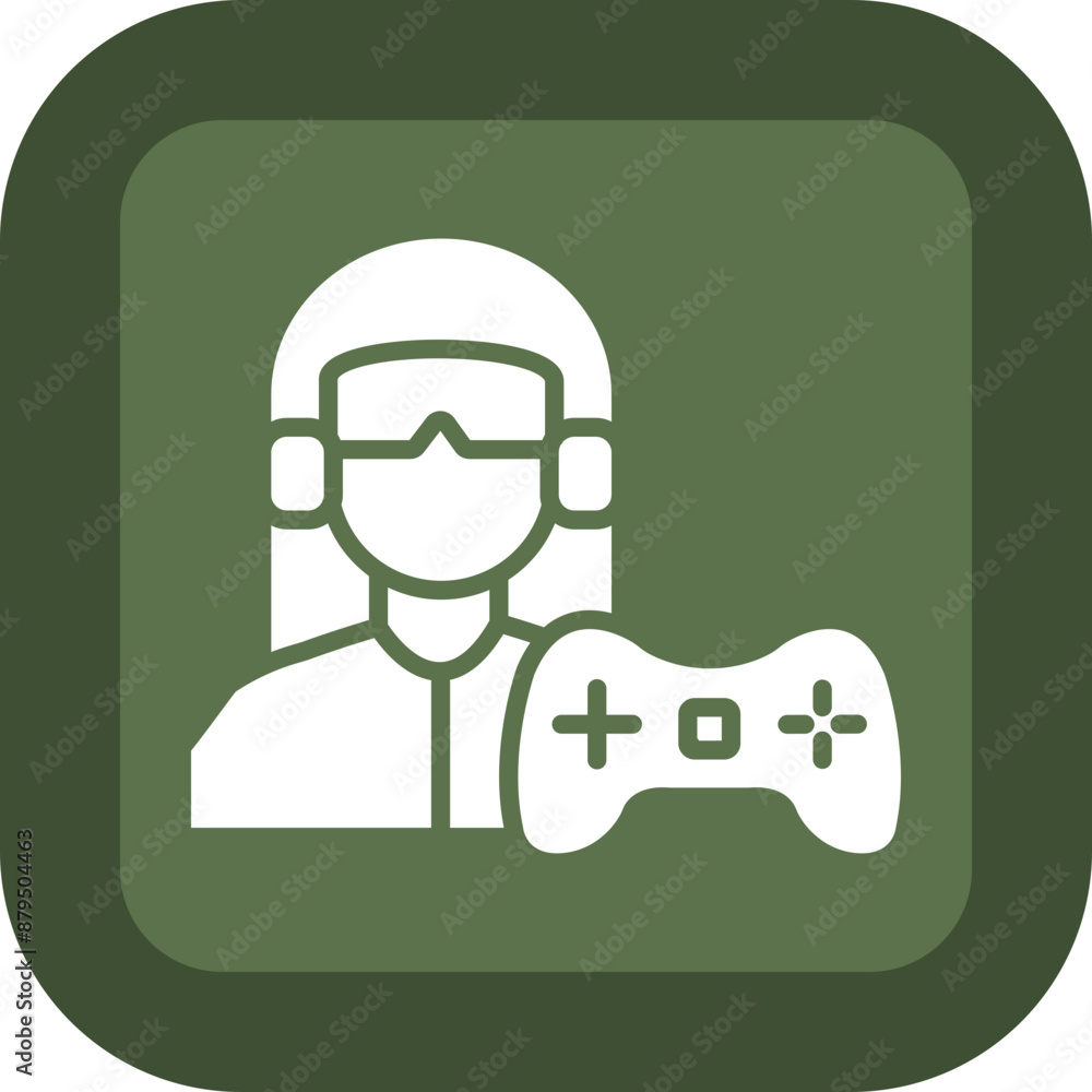 Gamer Girl Glyph Green Box Icon Gamer Girl Glyph Green Box Icon