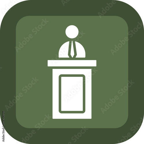 Lecturer Glyph Green Box Icon