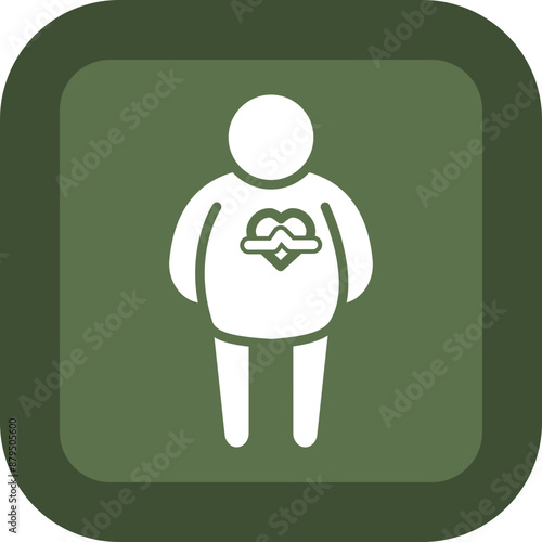 Obesity Vector Glyph Green Box Icon