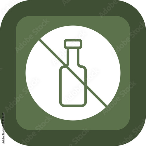 No Alcohol Vector Glyph Green Box Icon