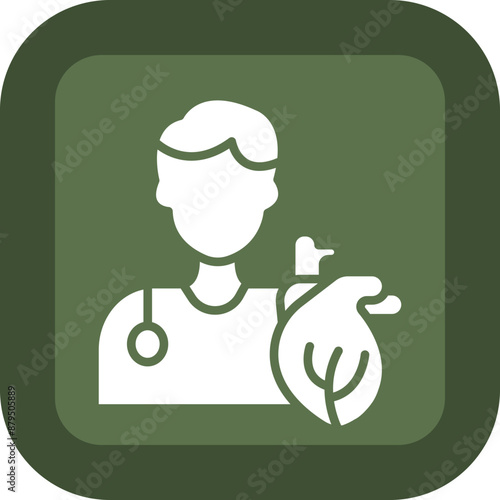 Cardiologist Vector Glyph Green Box Icon