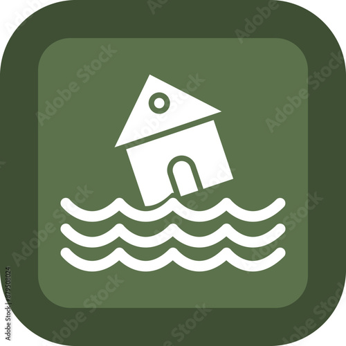 Flood Vector Glyph Green Box Icon