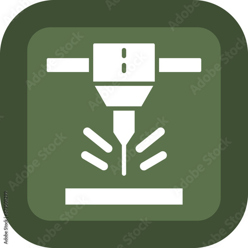 Cnc Machine Glyph Green Box Icon