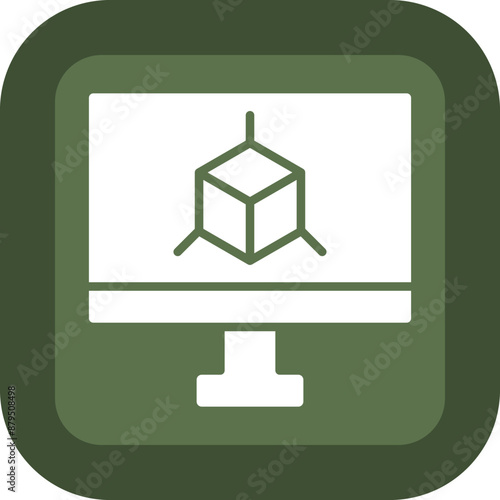 3d Software Glyph Green Box Icon