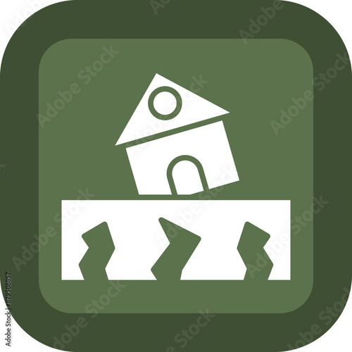 Earthquake Glyph Green Box Icon