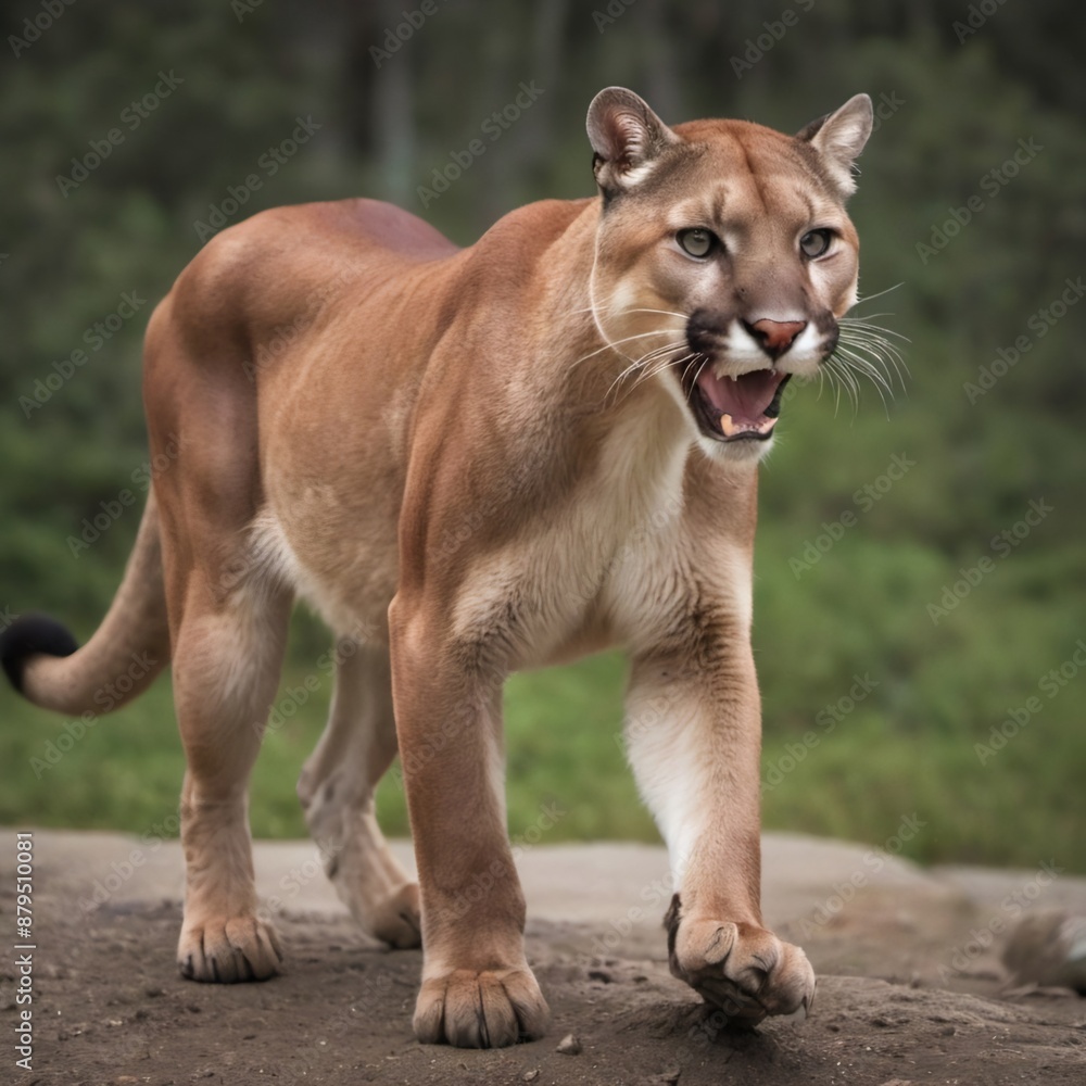Naklejka premium a cougar in the wild , looking aggressive