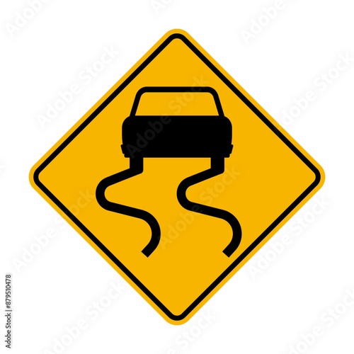 Slippery When Wet Road Sign