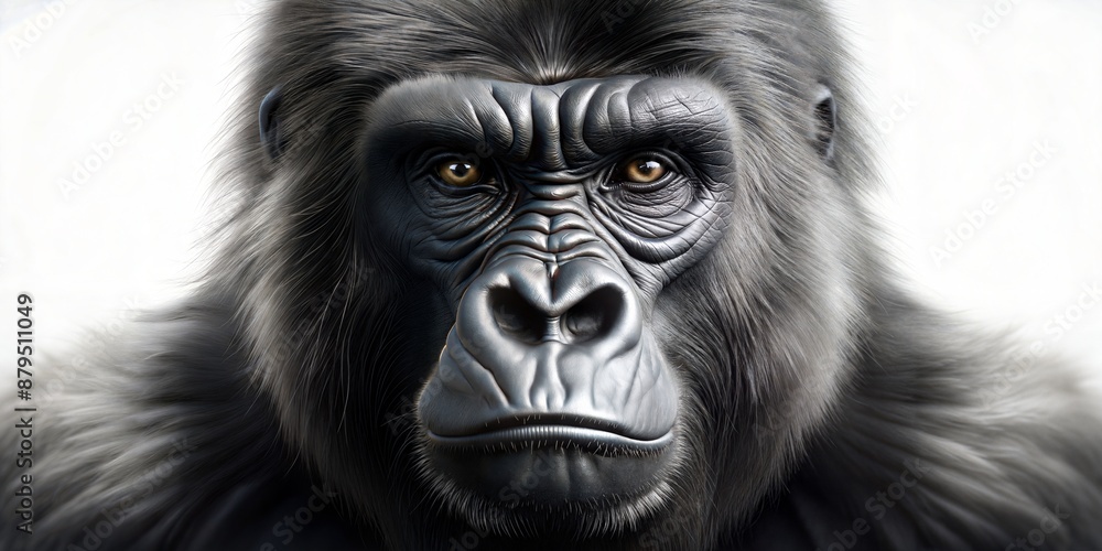 a gorilla with a very big face a gorilla with a very big face
