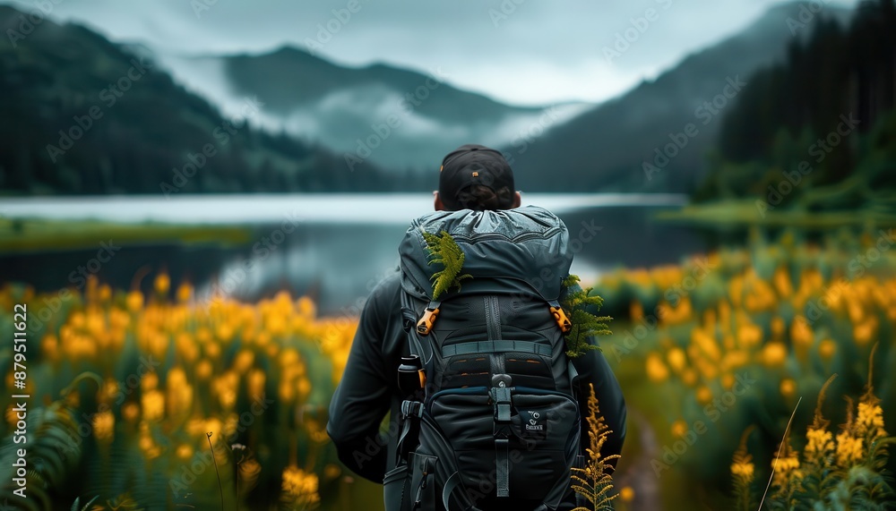 Solo hiker embracing the vastness of nature, time spent in wilderness for mental rejuvenation Solo hiker embracing the vastness of nature, time spent in wilderness for mental rejuvenation