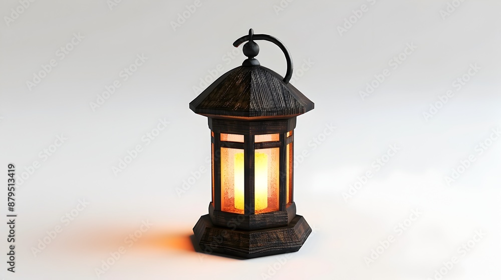 Rustic Lantern in 3D Rendering with Isometric View on White Background Rustic Lantern in 3D Rendering with Isometric View on White Background