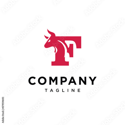 Letter F Bull Head Logo Icon Vector template