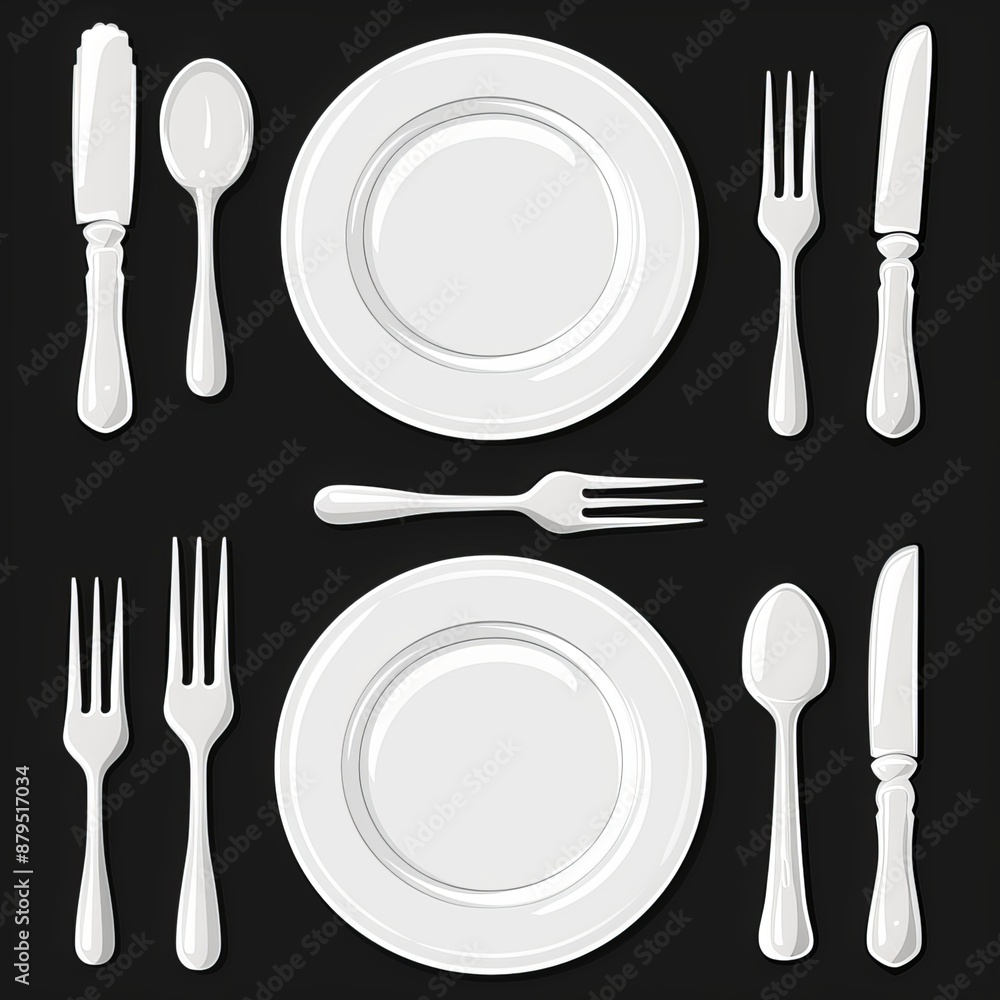 Fork & spoon icon vector set. Restaurant utensil symbol. Dinner dish or plate with spoon and fork sign outline for apps and websites. Generative AI Fork & spoon icon vector set. Restaurant utensil symbol. Dinner dish or plate with spoon and fork sign outline for apps and websites. Generative AI