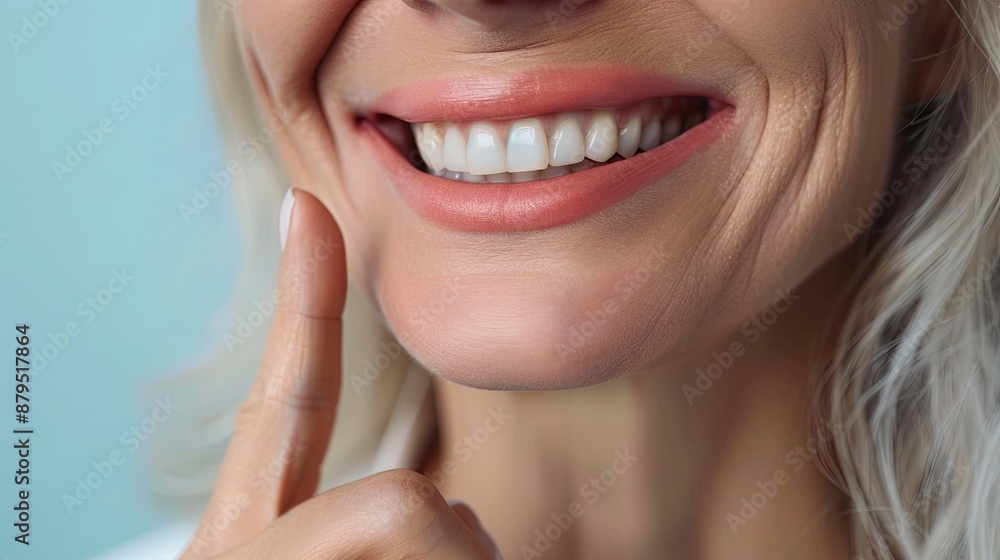 smiling old age woman pointing to corner of her mouth, copy space. Dental care. Dentistry concept. smiling old age woman pointing to corner of her mouth, copy space. Dental care. Dentistry concept.