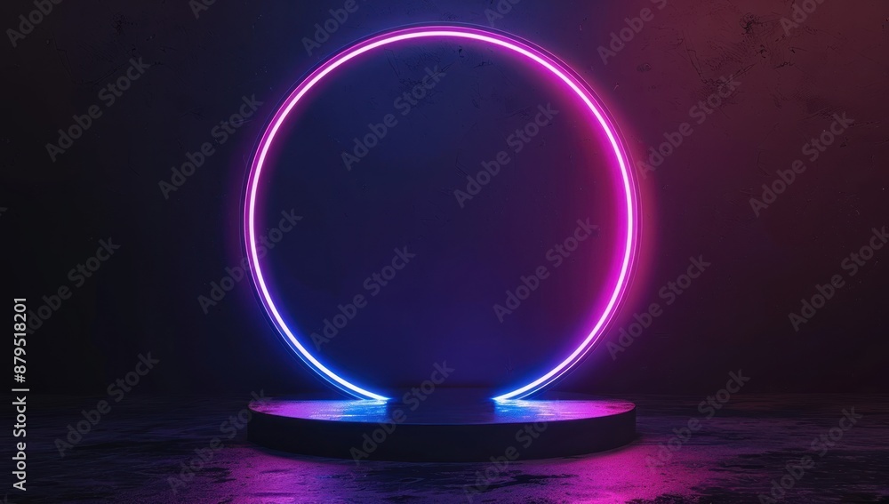 Neon Circle with Platform for Product Display Neon Circle with Platform for Product Display