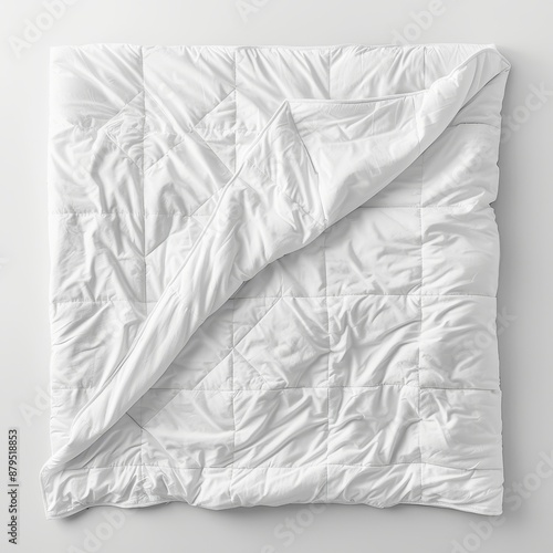 top view of white quilted duvet , mockup photo