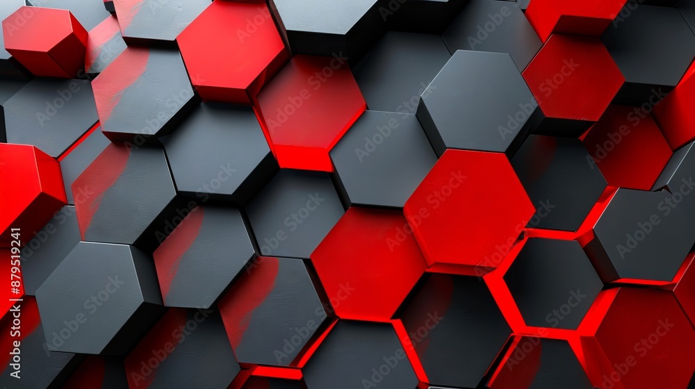 A black and red hexagonal background. A black and red hexagonal background.