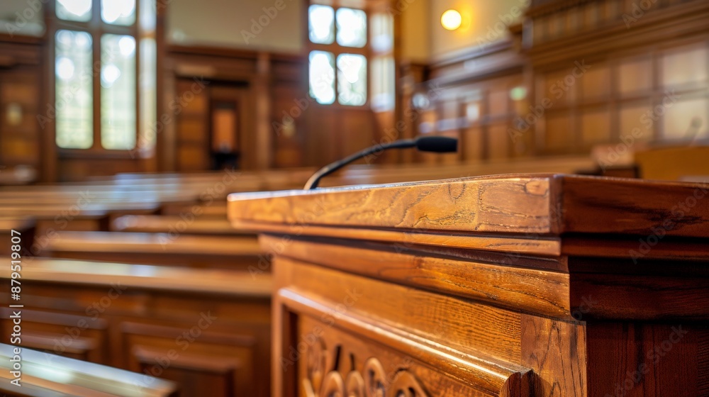 Close-up of a wooden school podium in a classroom setting Close-up of a wooden school podium in a classroom setting