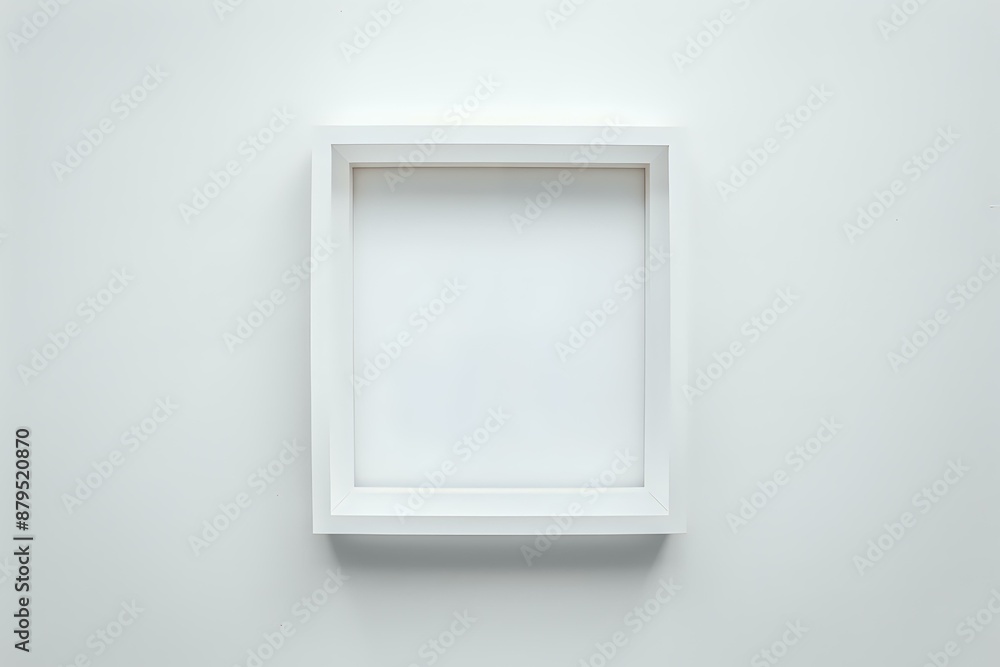 Minimalist square white picture frame isolated on a plain white background. Perfect for showcasing artwork, photos, or design projects. Ideal for use in print or digital design. Minimalist square white picture frame isolated on a plain white background. Perfect for showcasing artwork, photos, or design projects. Ideal for use in print or digital design.