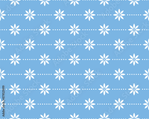 Flower geometric pattern. Seamless vector background. White and blue ornament © ELENA