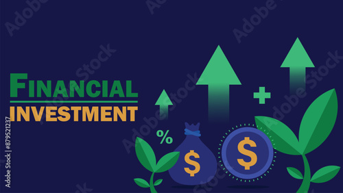 Financial investment return concept vector banner design. business and personal finance invest plan cover greeting card.