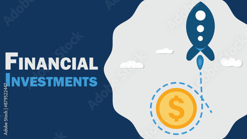 Financial investment return concept vector banner design. business and personal finance invest plan cover greeting card. rocket