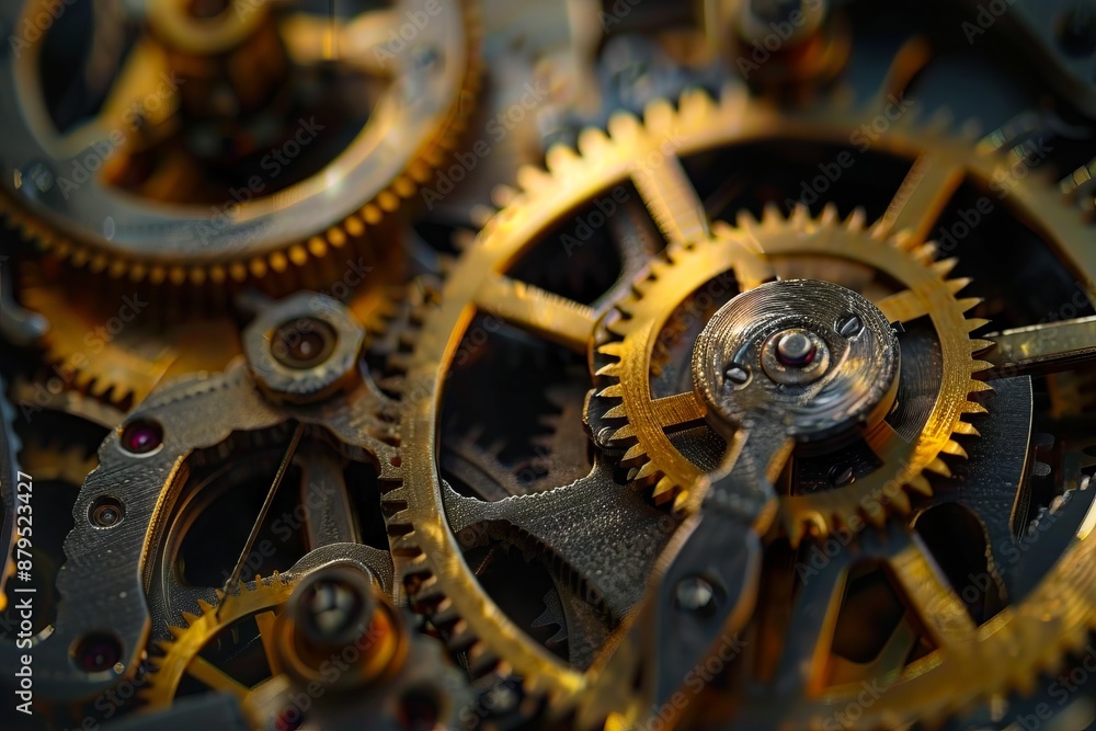 Close up of gears in a clock.