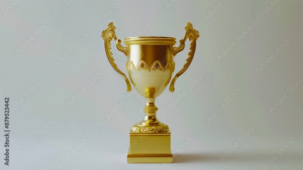A gold trophy on a white background. A gold trophy on a white background.