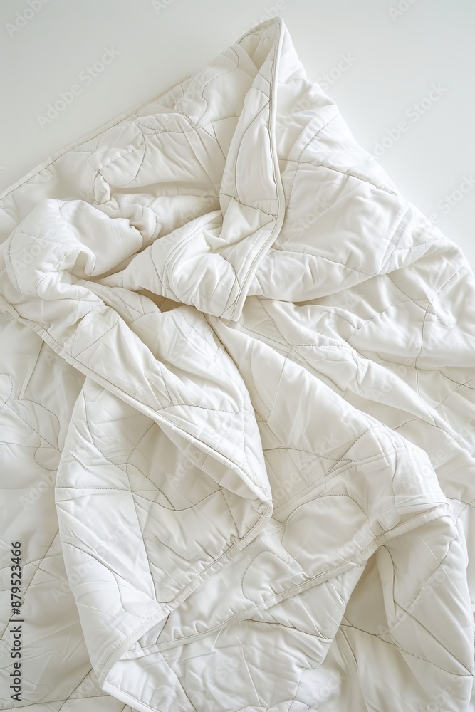 Obraz premium top view of white quilted duvet , mockup