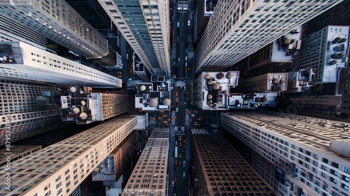 Fototapeta Naklejka Na Ścianę i Meble -  Aerial view of modern city skyline