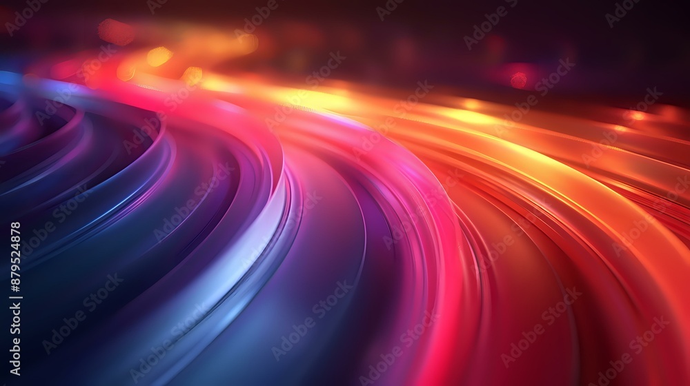 Abstract vibrant neon light trails in red, orange, and blue tones, perfect for technology, sci-fi, and modern design projects. Captures a sense of speed and digital motion. Abstract vibrant neon light trails in red, orange, and blue tones, perfect for technology, sci-fi, and modern design projects. Captures a sense of speed and digital motion.