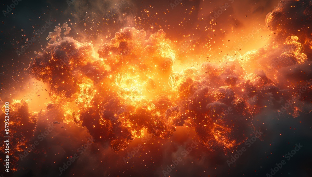 Fiery Explosion in a Dark Sky Fiery Explosion in a Dark Sky