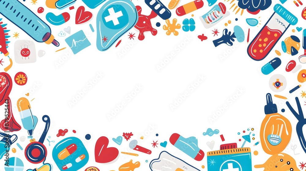 World Health Day Doodle Page Print Border Design with Blank Space for Mock Up World Health Day Doodle Page Print Border Design with Blank Space for Mock Up