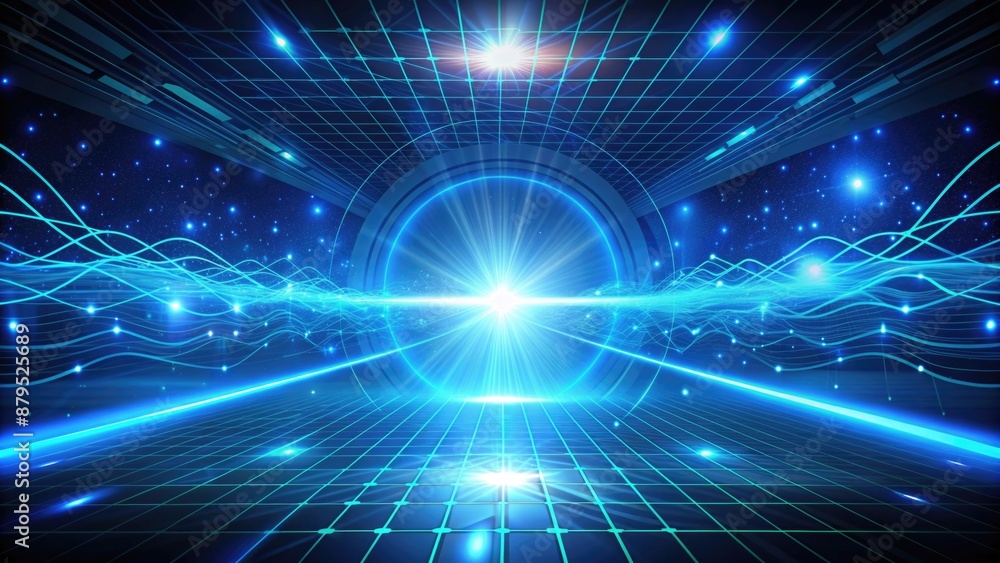 Obraz premium Abstract Blue Tunnel in Digital Realm of Technology and Design