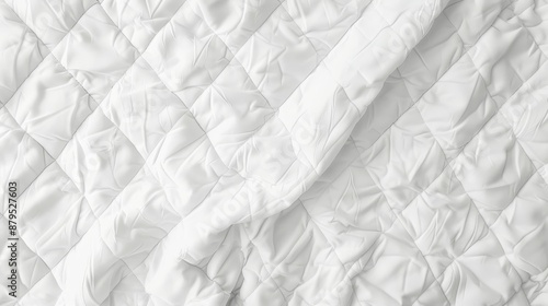 top view of white quilted duvet , mockup photo